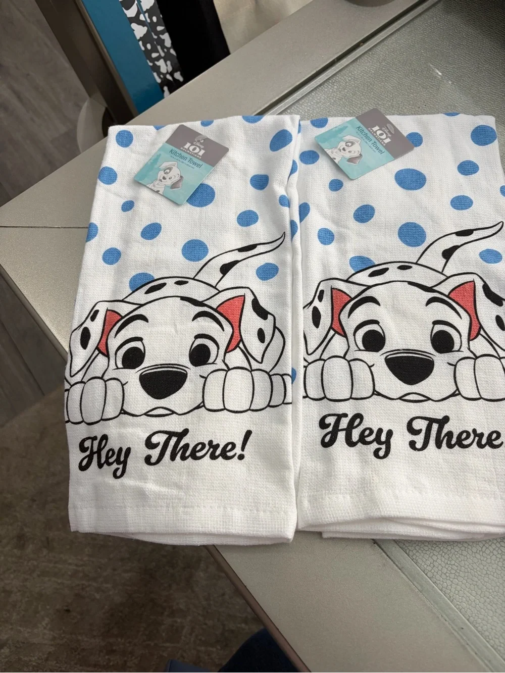 Hey There! Blue Polka Dot Dalmatian Dog kitchen Towel - Unknown Brand